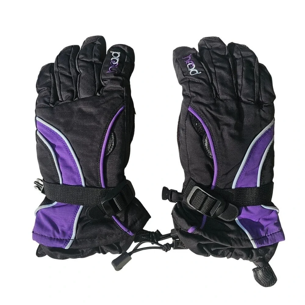 Kids Head Outlast Ski Gloves Black and Purple Medium